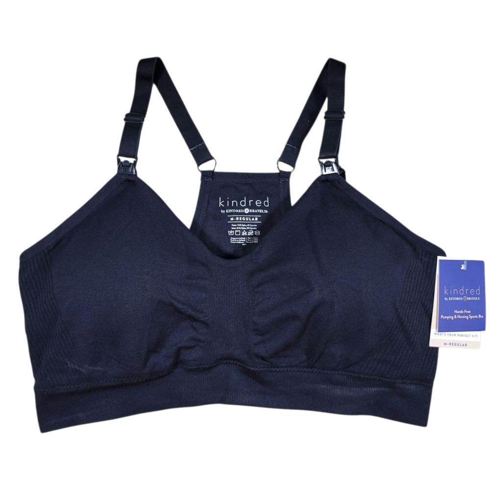 Kindred Bravely Pumping Nursing Sports Bra Womens M Black Hands-Free Maternity